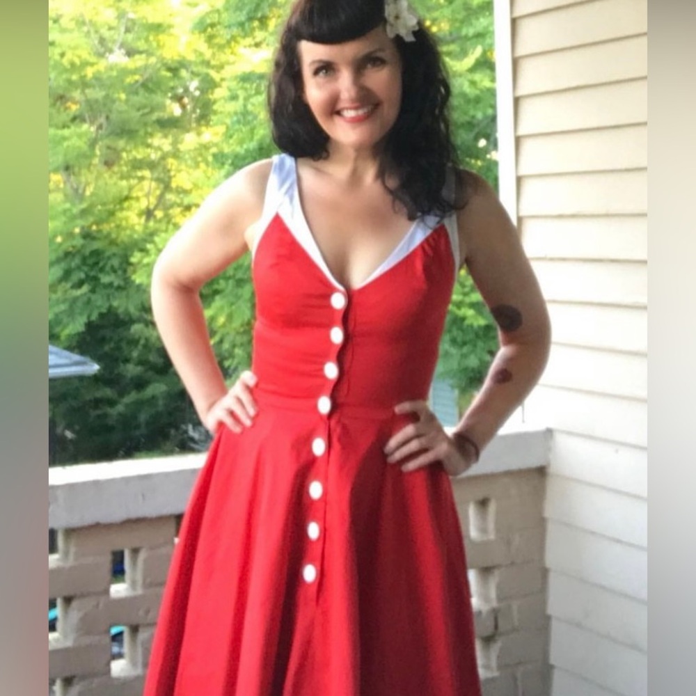 Hearts & Roses Pinup Style Dress, Small, Elvgren Pinup Style, Some Stretch